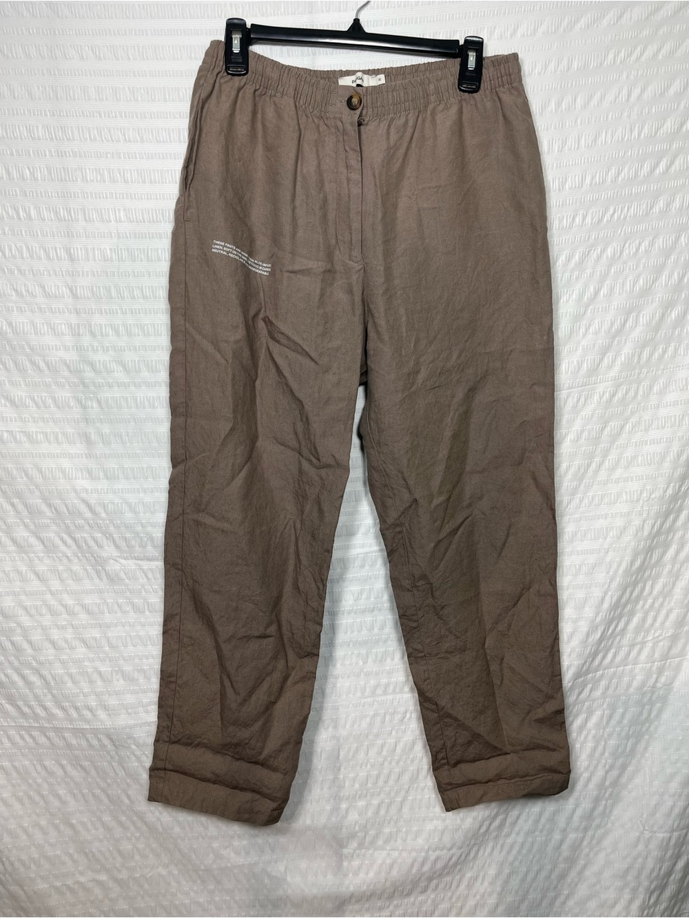 Pangaia Garterized Drawstring Track Pants in Brown Linen Size Medium